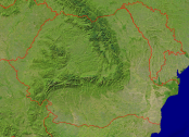 Rumänien Satellit + Grenzen 1200x868